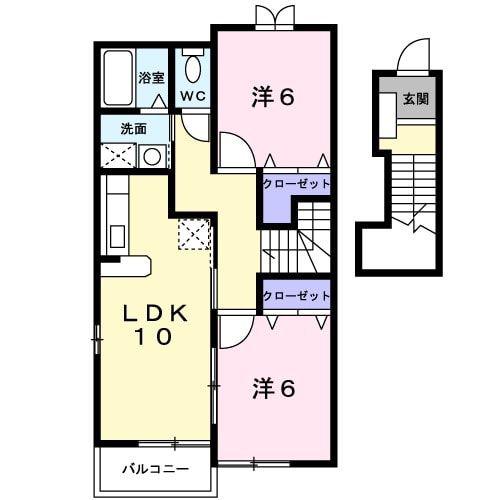 ポート パシフィック I(2LDK/2階)の間取り写真