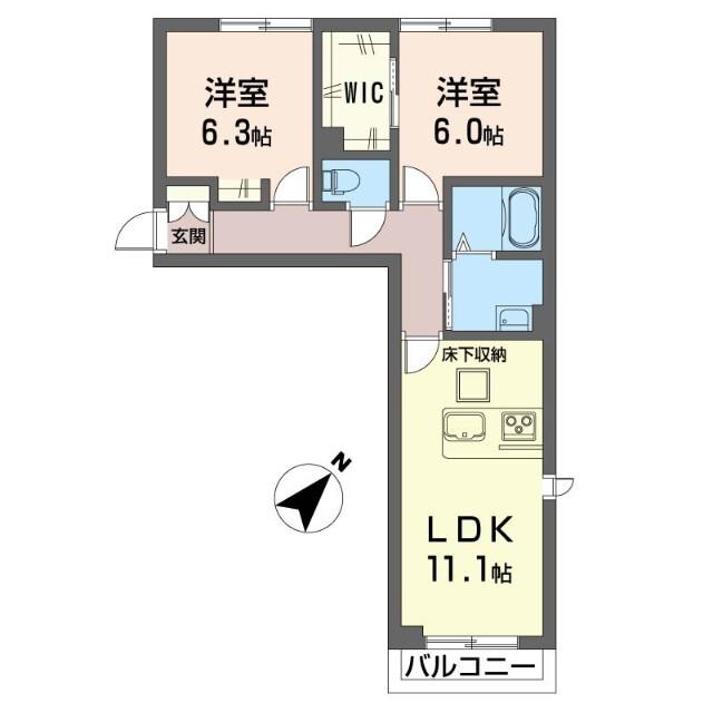 ハミングバード(2LDK/1階)の間取り写真
