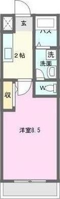 ウィルコート初南(1K/2階)の間取り写真