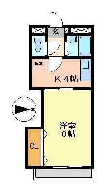 フローリッシュ秀(1K/5階)の間取り写真