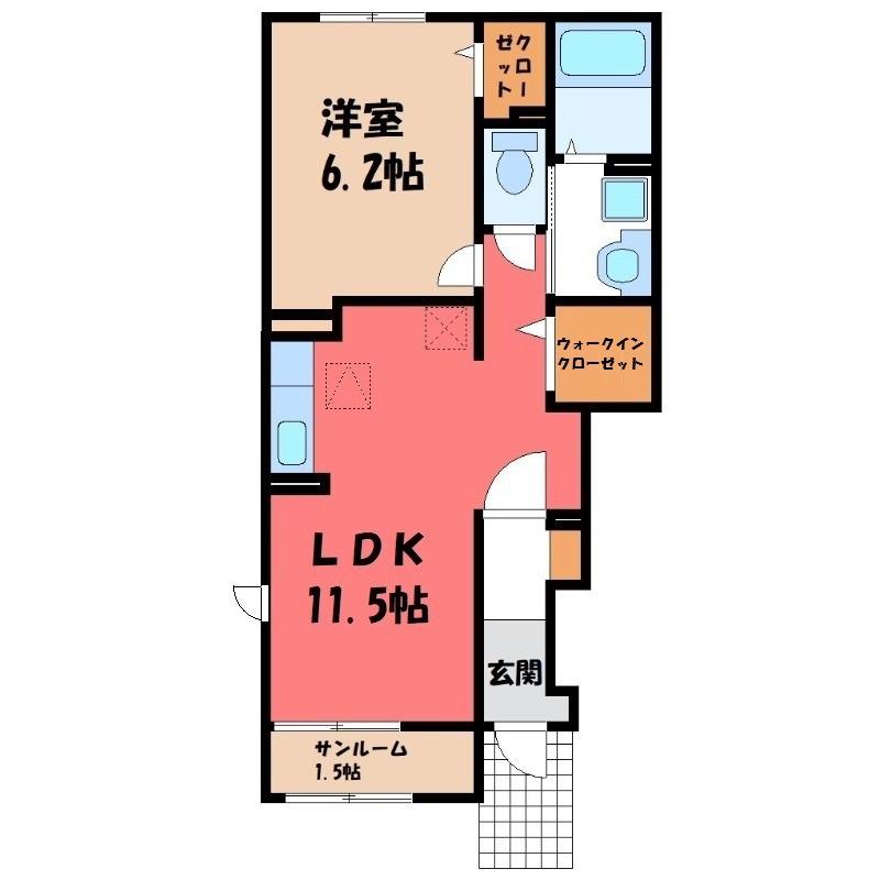 ヒカルサ深谷上野台(1LDK/1階)の間取り写真
