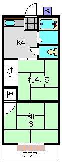 山田荘(1DK/1階)の間取り写真