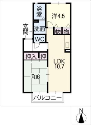ディアス・クレストリア(2LDK/2階)の間取り写真