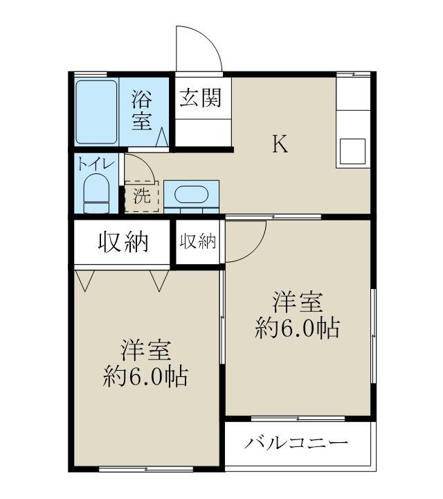 リンクス6(2K/1階)の間取り写真