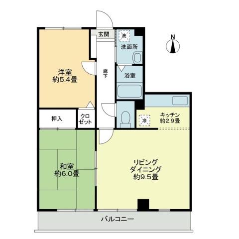 フォブール喜多町(2LDK/1階)の間取り写真