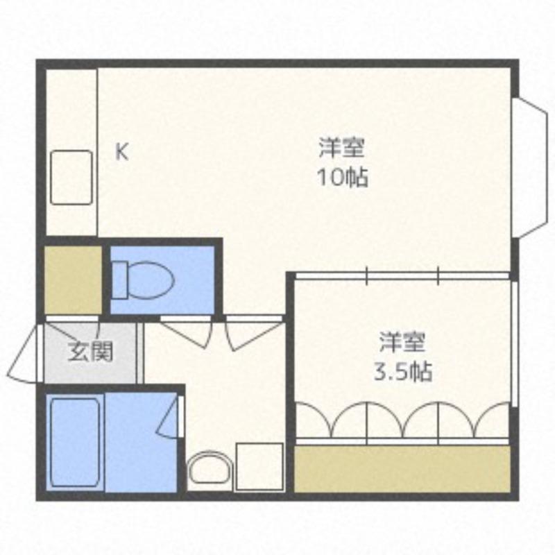 ジークフリート平岸(1LDK/3階)の間取り写真