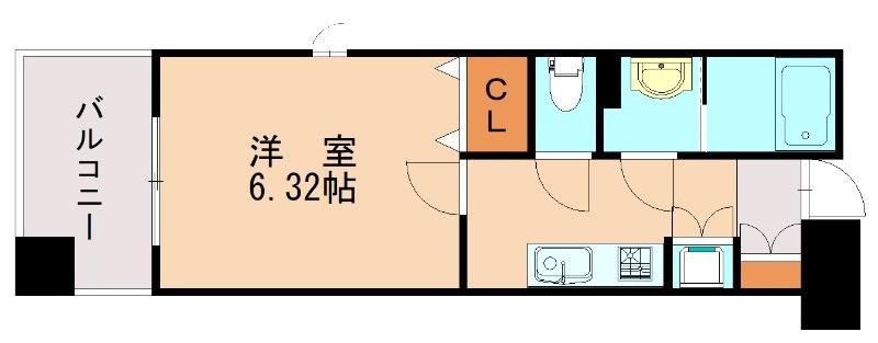 サヴォイラ・ピエルサフィール(1K/2階)の間取り写真