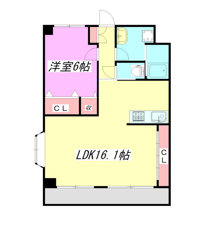 サンライズ所沢(1LDK/1階)の間取り写真