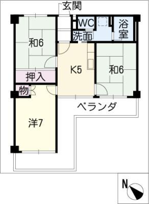宝藤ヶ丘ハイツ503(3DK/5階)の間取り写真