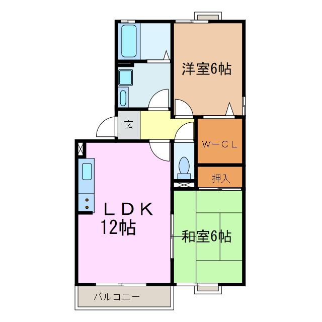 サクセス岩崎台 C棟(2LDK/3階)の間取り写真