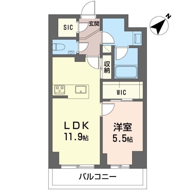 クラルテ羽沢横浜国大(1LDK/3階)の間取り写真