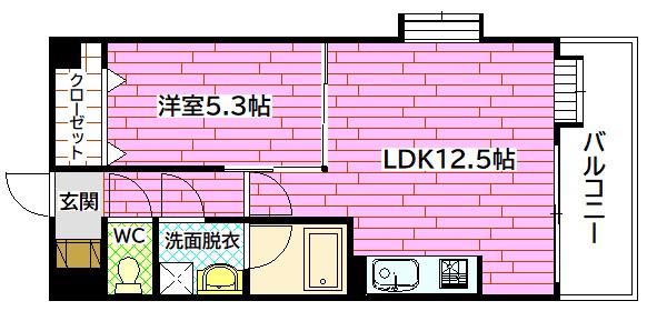 第3中田ビル(1LDK/2階)の間取り写真