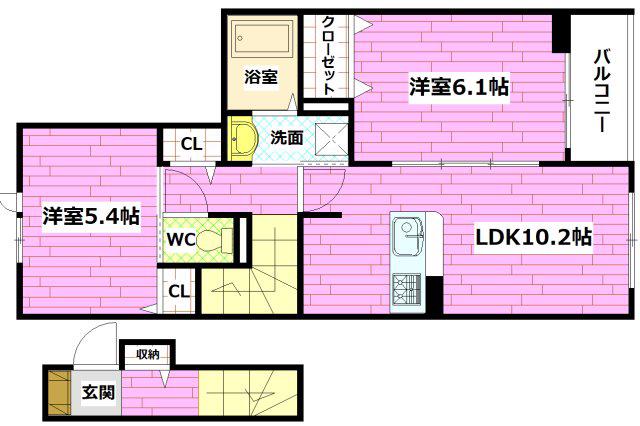 クラール(2LDK/2階)の間取り写真