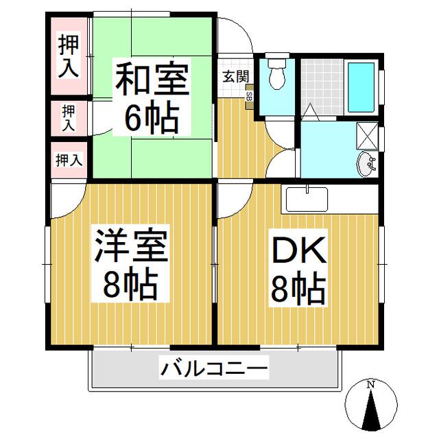 陣屋ハイツNO.1(2DK/1階)の間取り写真