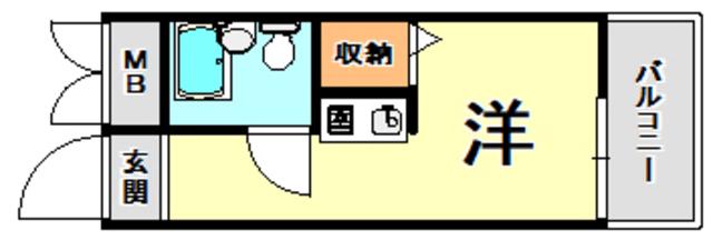 ピュア神戸(1K/4階)の間取り写真