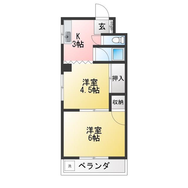 コーポラス志村(2K/4階)の間取り写真