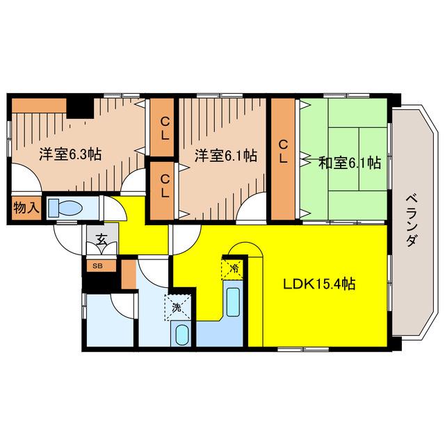 ウエストフィールド(3LDK/1階)の間取り写真