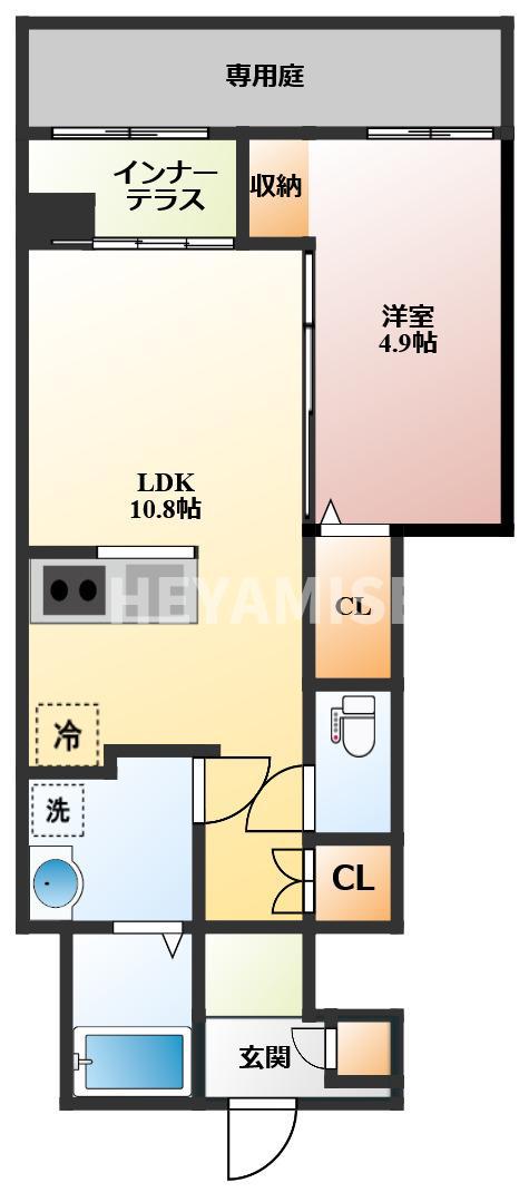 AQUA RIVA(1LDK/1階)の間取り写真