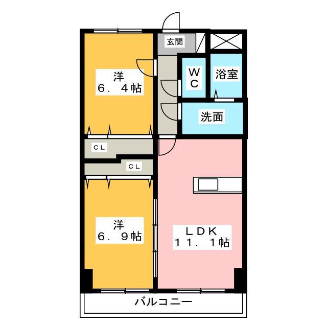 MS BLD(2LDK/4階)の間取り写真