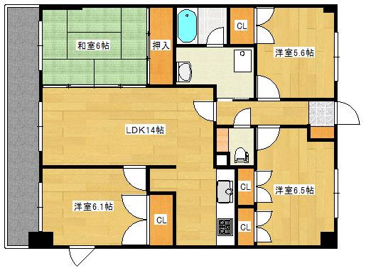リヴィエール八番館(4LDK/6階)の間取り写真