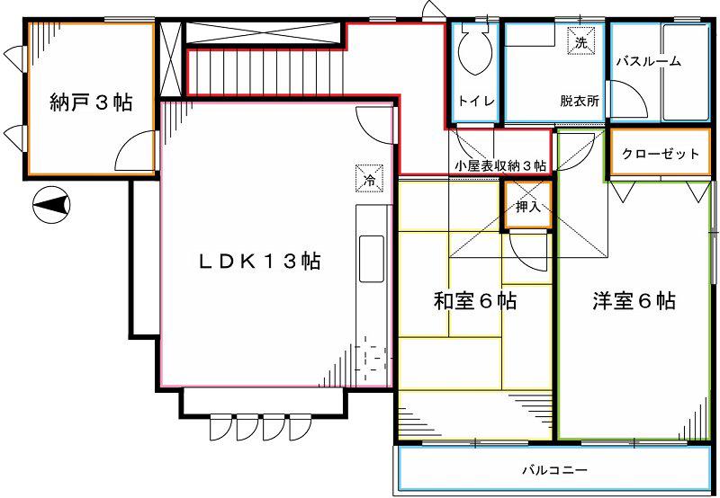 エバーグリーンハウス(2LDK/2階)の間取り写真