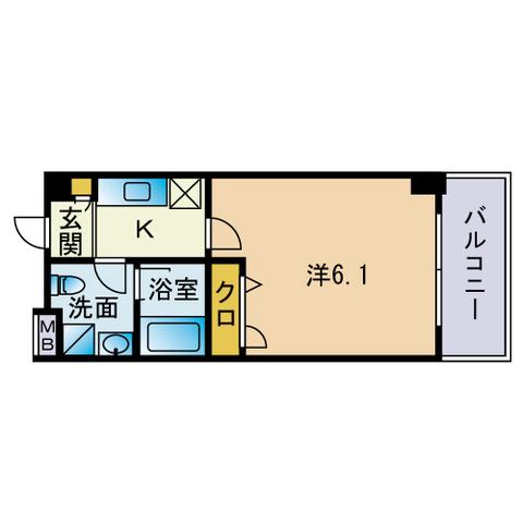 ヴィブエル西新(1K/3階)の間取り写真