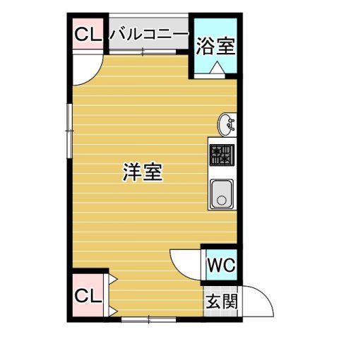 ハイツ元町(ワンルーム/1階)の間取り写真