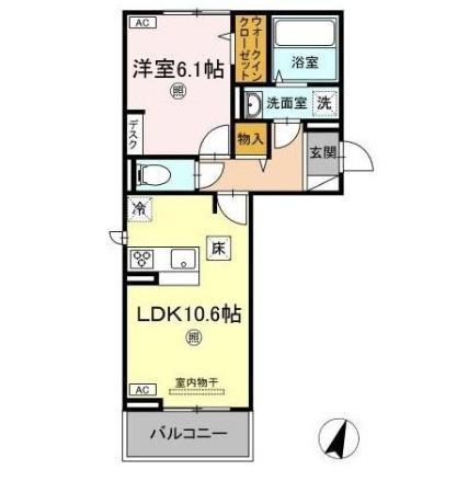PLATINE(1LDK/1階)の間取り写真