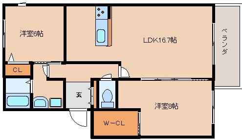サンモール(2LDK/2階)の間取り写真