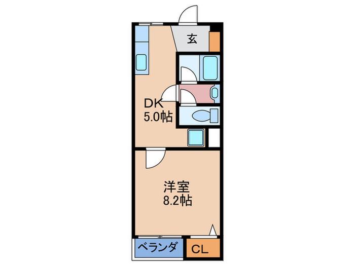 楠葉ハイツ(1DK/2階)の間取り写真