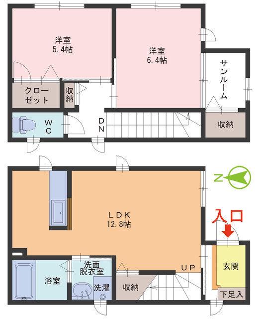 クラヴィエM(2LDK/1階)の間取り写真