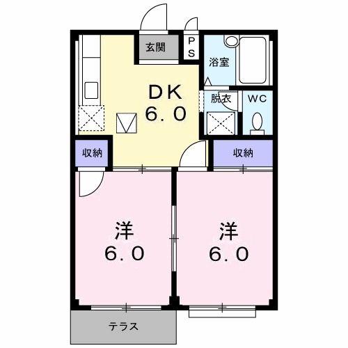 エルディム中島(2DK/1階)の間取り写真