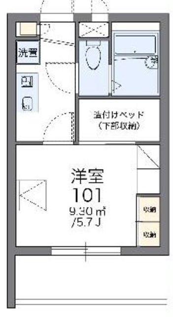 レオパレスK(1K/1階)の間取り写真