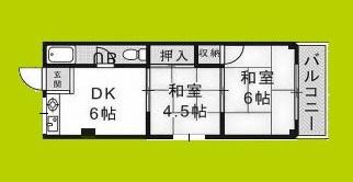 長吉コーポ(2DK/4階)の間取り写真