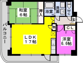 アルカンシェル長丘(2LDK/3階)の間取り写真