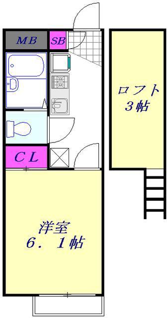 レオパレスヴァンセート(1K/1階)の間取り写真
