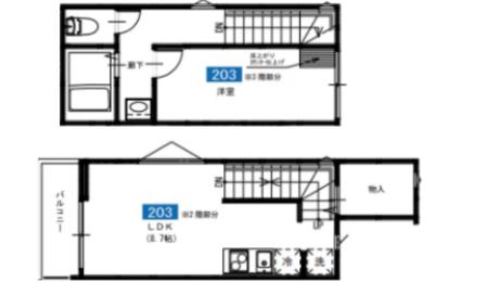 MELDIA鐘ヶ淵(1LDK/2階)の間取り写真