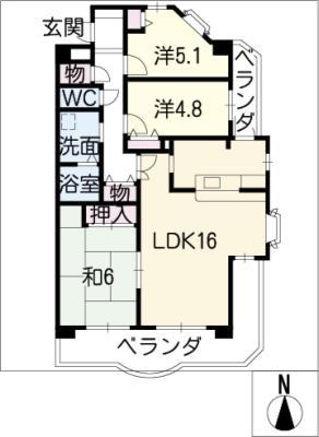 エクセリーヌ有松(3LDK/3階)の間取り写真