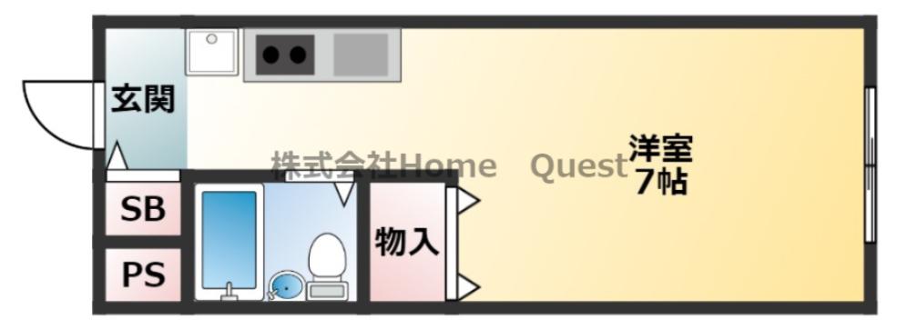 大和ハイツ(ワンルーム/2階)の間取り写真