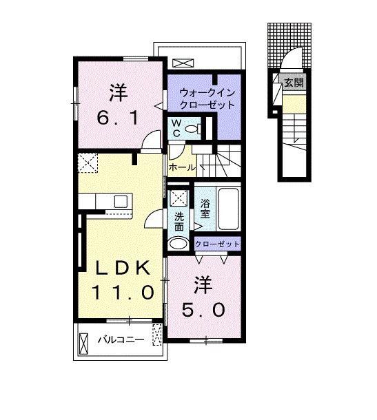 フィオーレIII(2LDK/2階)の間取り写真