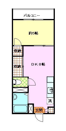 タウニィ三ツ石(1DK/2階)の間取り写真