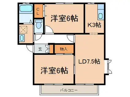 フラワーレジデンスさかえIIB(2LDK/2階)の間取り写真