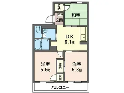 ウッドスクエア二俣川B(3DK/3階)の間取り写真