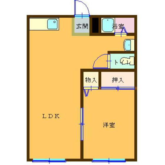 コーポ若宮(1LDK/1階)の間取り写真