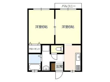 アーバンふじ(2K/2階)の間取り写真