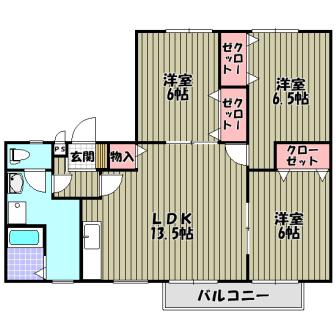 クレオコリーヌ(3LDK/3階)の間取り写真