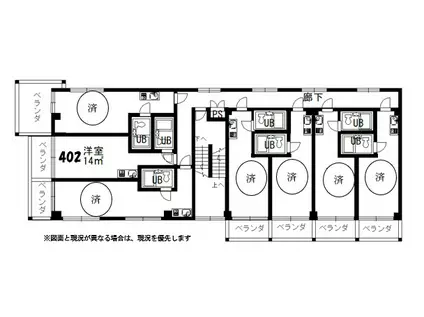 新潟県南魚沼郡湯沢町湯沢2丁目5-4 湯沢メイプル館(ワンルーム/4階)の間取り写真
