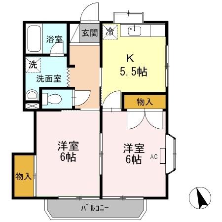 メゾンK V(2K/2階)の間取り写真