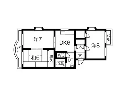 テラス台町(3DK/4階)の間取り写真
