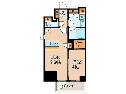 ジオエント池袋(1LDK/3階)の間取り写真